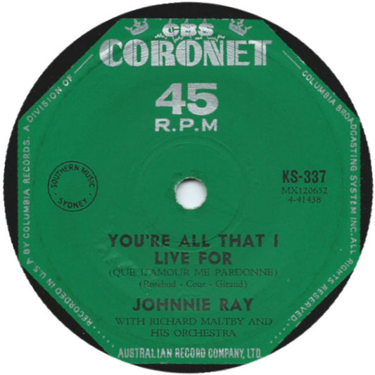Johnnie Ray - I'll Never Fall In Love Again (7", 45 RPM, Single) (Good Plus (G+))