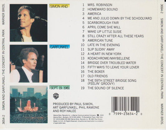Simon & Garfunkel - The Concert In Central Park (CD, Album, RE) (Good Plus (G+))