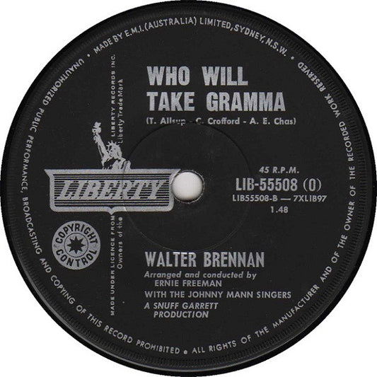 Walter Brennan - Mama Sang A Song (7", 45 RPM, Single) (Very Good (VG))