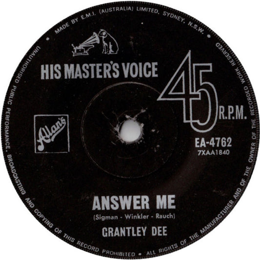 Grantley Dee - Answer Me / Let The Little Girl Dance (7", 45 RPM, Single) (Good Plus (G+))