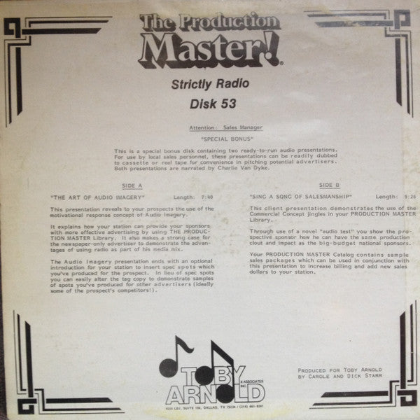 Unknown Artist : The Production Master! Strictly Radio (LP, Promo)