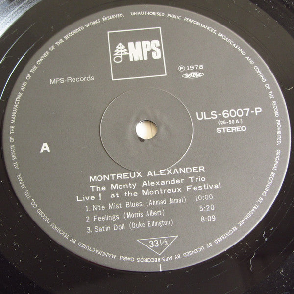 The Monty Alexander Trio : Montreux Alexander - Live! At The Montreux Festival (LP, Album)