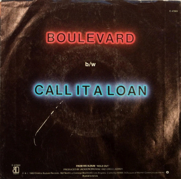 Jackson Browne : Boulevard (7", Single, SP )