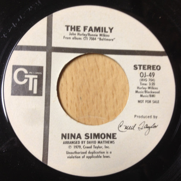 Nina Simone : The Family / That's All I Want From You (7", Single, Promo)