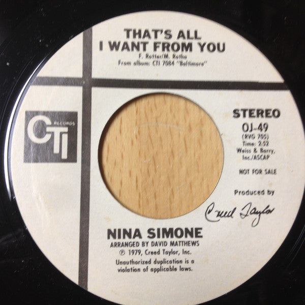 Nina Simone : The Family / That's All I Want From You (7", Single, Promo)