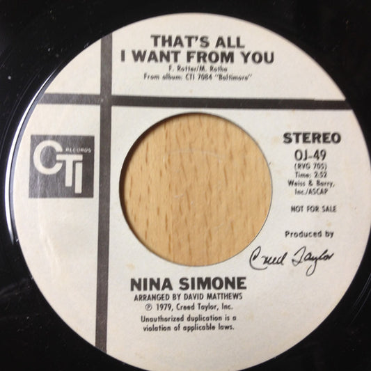 Nina Simone : The Family / That's All I Want From You (7", Single, Promo)
