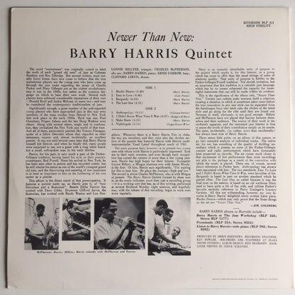 Barry Harris Quintet : Newer Than New (LP, Album, Mono, Promo, RE)