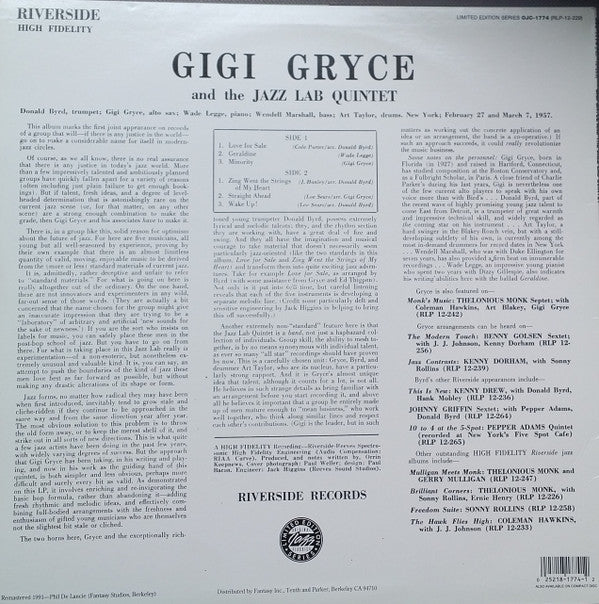 Gigi Gryce And The Jazz Lab Quintet : Gigi Gryce And The Jazz Lab Quintet (LP, Album, RE, RM)