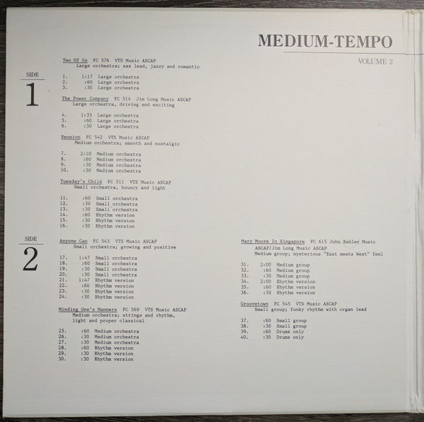 Anonymous : Medium-Tempo Volume 2 (2xLP, Comp, Lib)