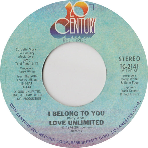Love Unlimited : I Belong To You (7", Single, Styrene, Pit)