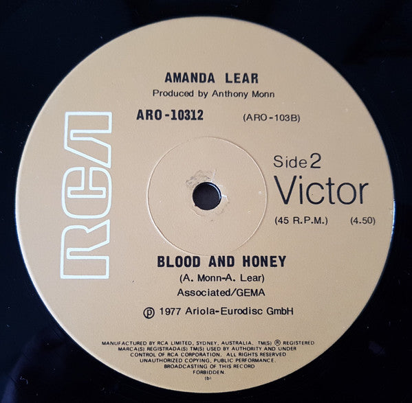 Amanda Lear : Blood & Honey (12", Maxi, Ltd)