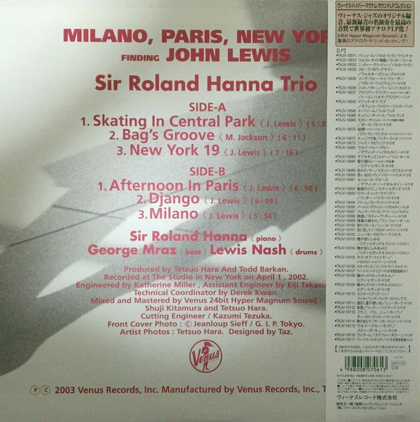 Roland Hanna Trio : Milano, Paris, New York  (LP, Album, 180)