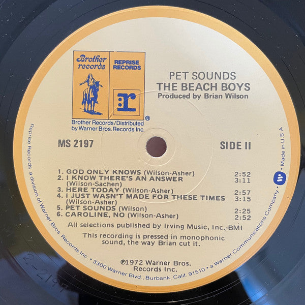 The Beach Boys : Pet Sounds (LP, Album, Mono, RE, Los)