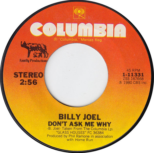 Billy Joel : Don't Ask Me Why (7", Single, Styrene, Ter)