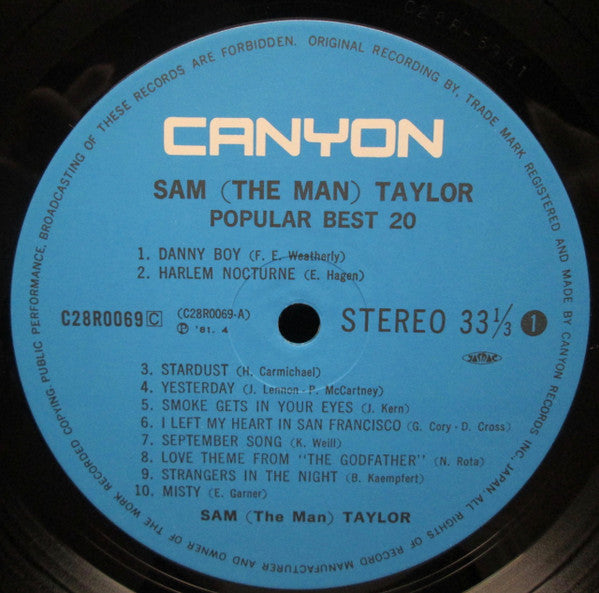 Sam (The Man) Taylor* : Popular Best 20 (LP, Album)