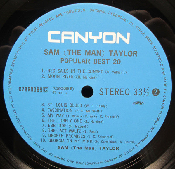 Sam (The Man) Taylor* : Popular Best 20 (LP, Album)