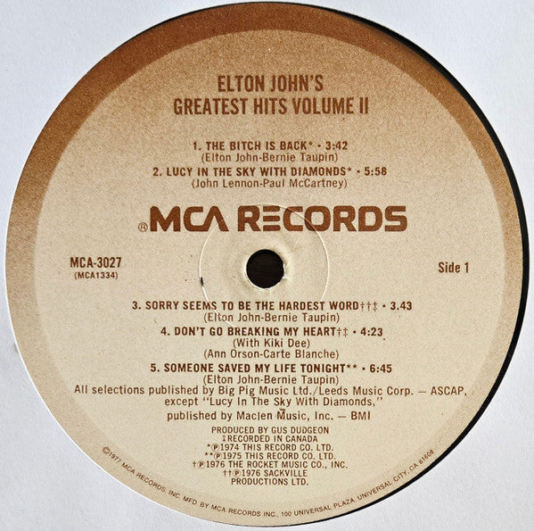 Elton John : Greatest Hits Volume II (LP, Comp, Pin)