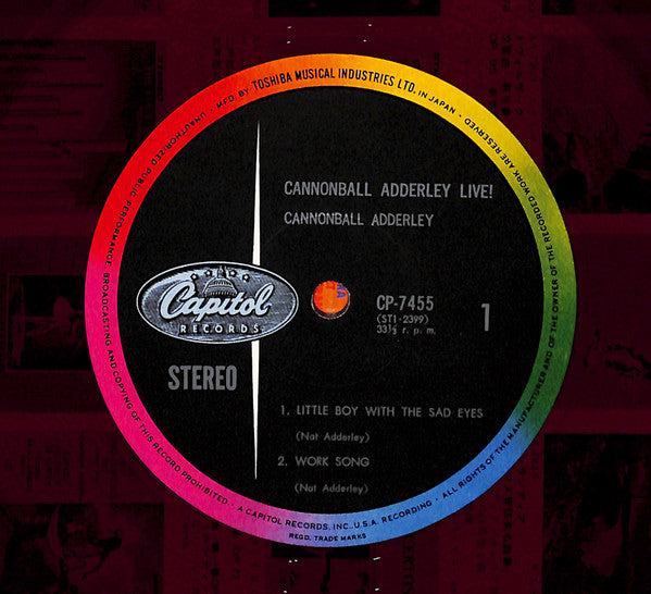Cannonball Adderley : Cannonball Adderley-Live! (LP, Album, Red)
