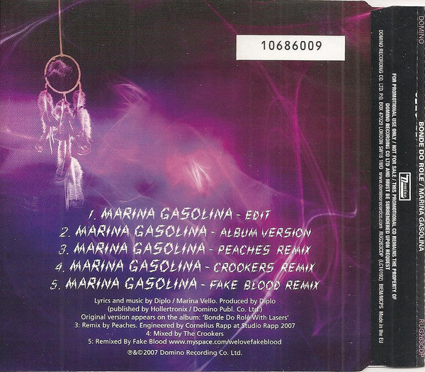 Bonde Do Role : Marina Gasolina (CD, Single, Promo)