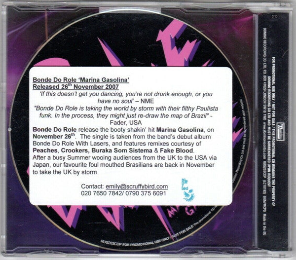 Bonde Do Role : Marina Gasolina (CD, Single, Promo)