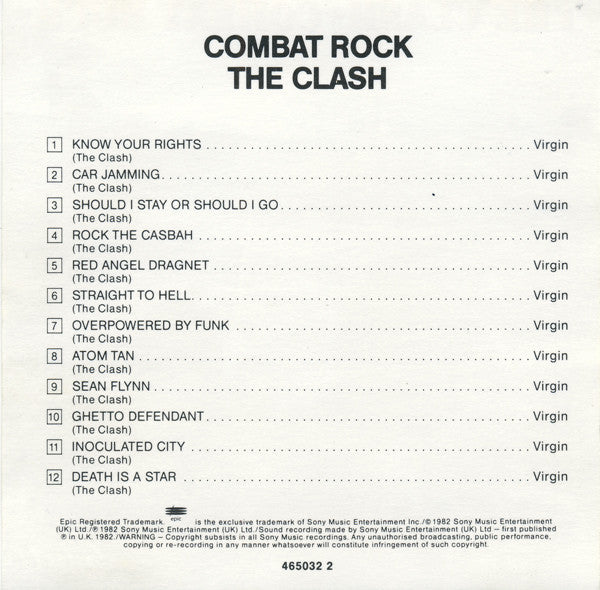The Clash : Combat Rock (CD, Album)