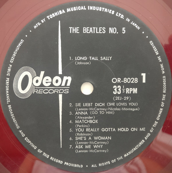 The Beatles : Beatles No. 5 (LP, Comp, Mono, Red)