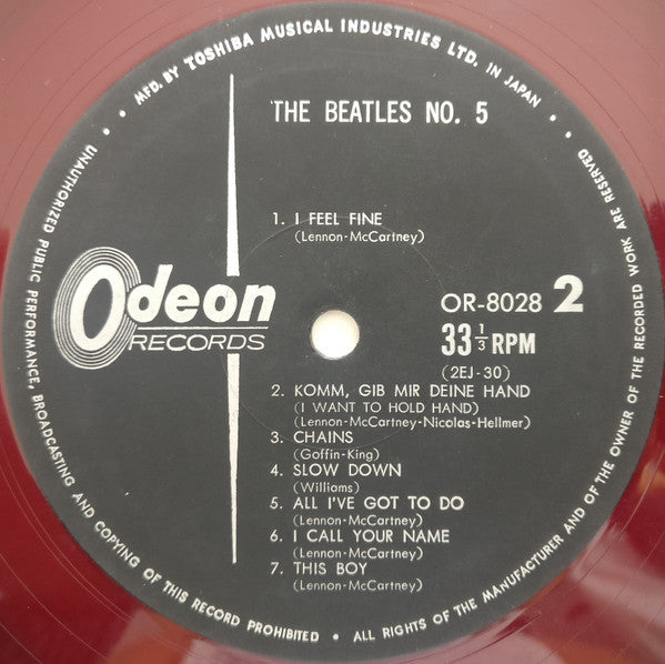 The Beatles : Beatles No. 5 (LP, Comp, Mono, Red)