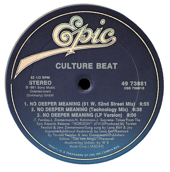 Culture Beat : No Deeper Meaning (12")