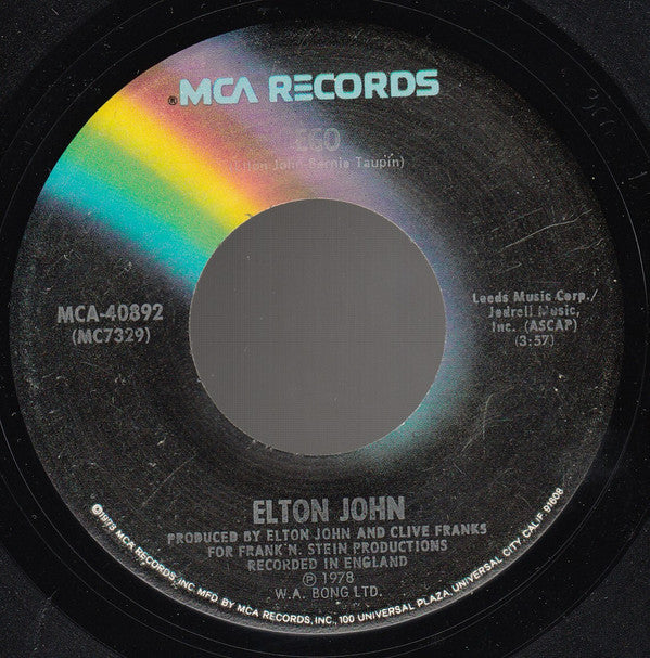 Elton John : Ego / Flinstone Boy (7", Single, Pin)