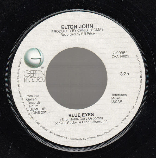 Elton John : Blue Eyes (7", Single, Win)