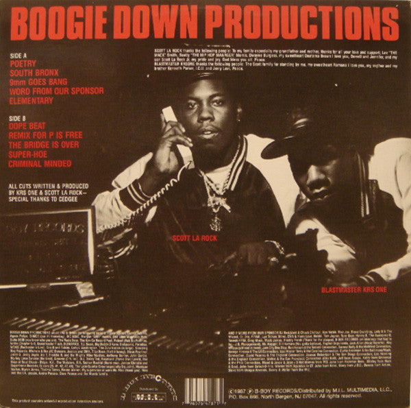 Boogie Down Productions : Criminal Minded (LP, Album, RE, Red)