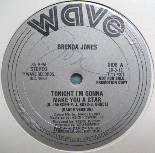 Brenda Jones : Tonight I'm Gonna Make You A Star (12", Single, Promo)