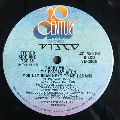 Barry White : It's Ecstasy When You Lay Down Next To Me (12", San)