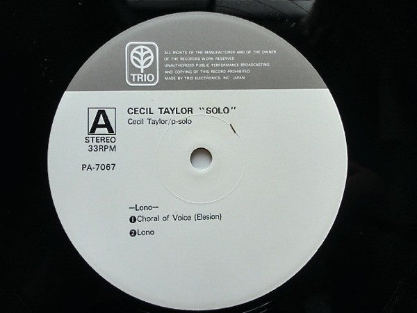 Cecil Taylor : Solo (LP, Album)