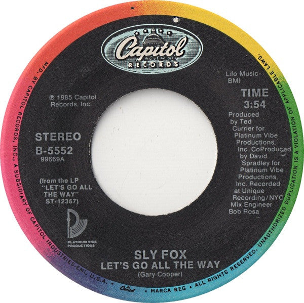 Sly Fox : Let's Go All The Way (7", Single, All)
