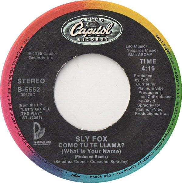 Sly Fox : Let's Go All The Way (7", Single, All)