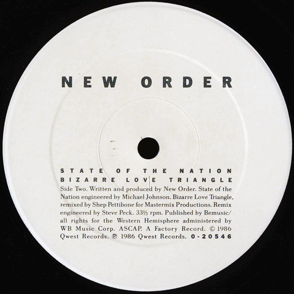 New Order : Bizarre Love Triangle (12", Single, ARC)