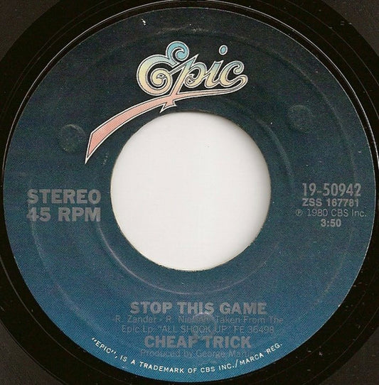 Cheap Trick : Stop This Game (7", Single, Styrene, Pit)