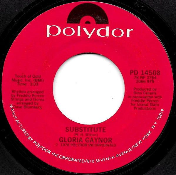 Gloria Gaynor : I Will Survive / Substitute (7", Single, Styrene, 72 )