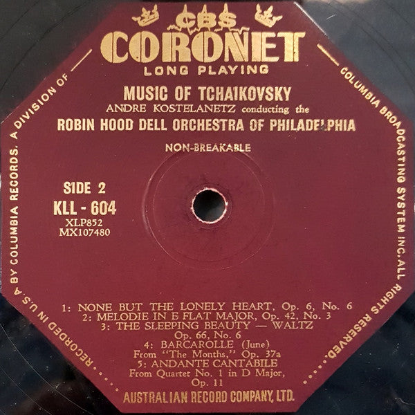 Tchaikovsky* : Andre Kostelanetz And His Orchestra* / Andre Kostelanetz* Conducting The Robin Hood Dell Orchestra Of Philadelphia* : Nutcracker Suite / Music Of Tchaikovsky (LP, Mono)