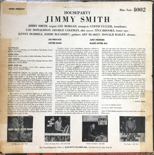 Jimmy Smith : House Party (LP, Album, Mono, RE)