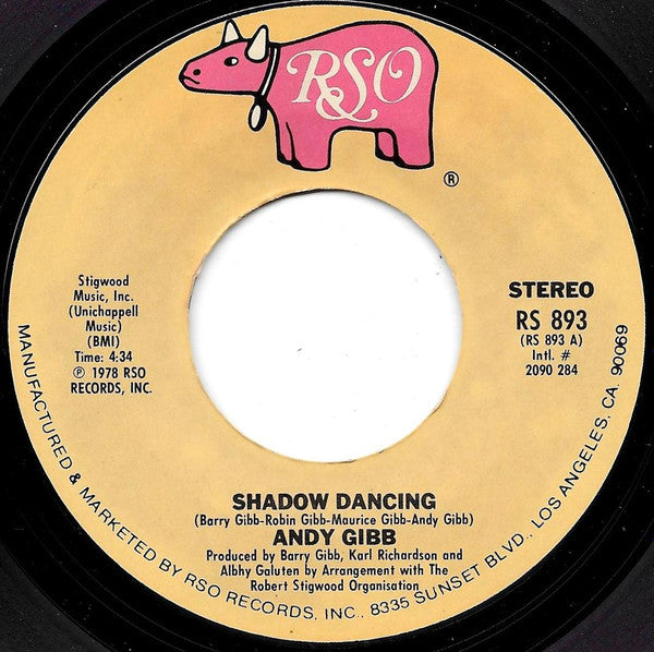 Andy Gibb : Shadow Dancing (7", Single, Styrene, Pit)