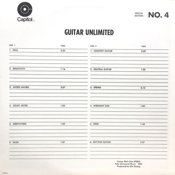 Bent Sten : Special Edition No. 4 - Guitar Unlimited (LP, Album)