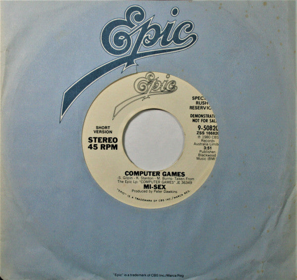 Mi-Sex : Computer Games (7", Promo, Styrene)