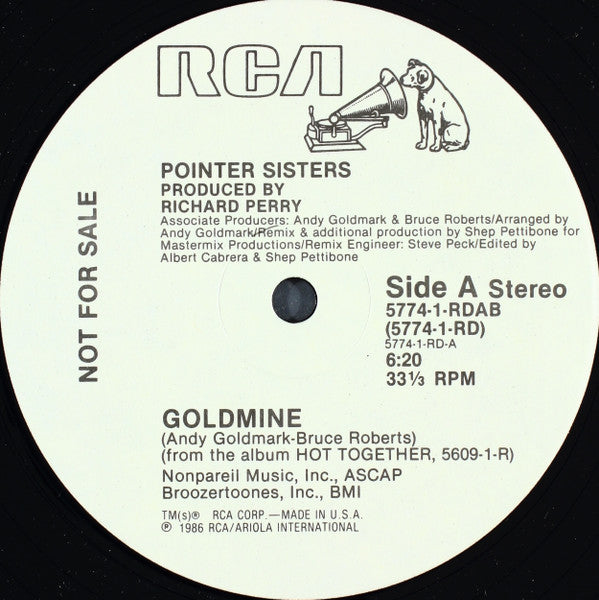 Pointer Sisters : Goldmine (12", Promo)