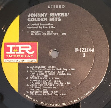 Johnny Rivers : Johnny Rivers' Golden Hits (LP, Album, Comp, RP, All)