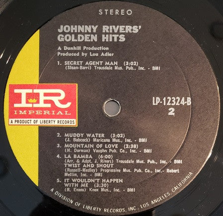 Johnny Rivers : Johnny Rivers' Golden Hits (LP, Album, Comp, RP, All)