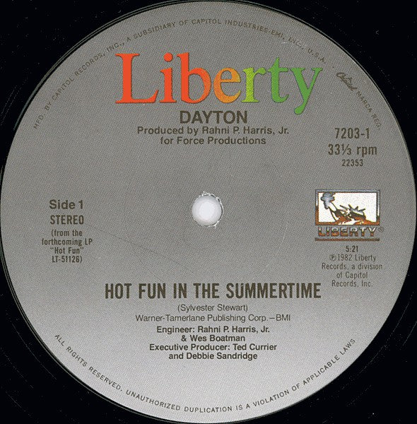 Dayton : Hot Fun In The Summertime (12", Single)