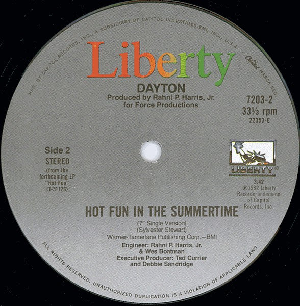 Dayton : Hot Fun In The Summertime (12", Single)