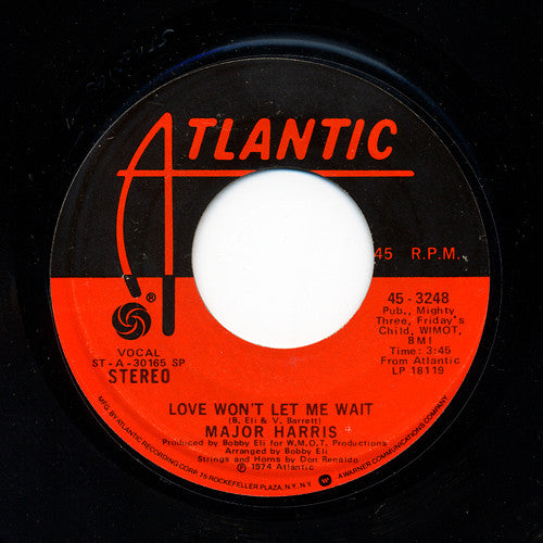 Major Harris : Love Won't Let Me Wait (7", Single, Spe)
